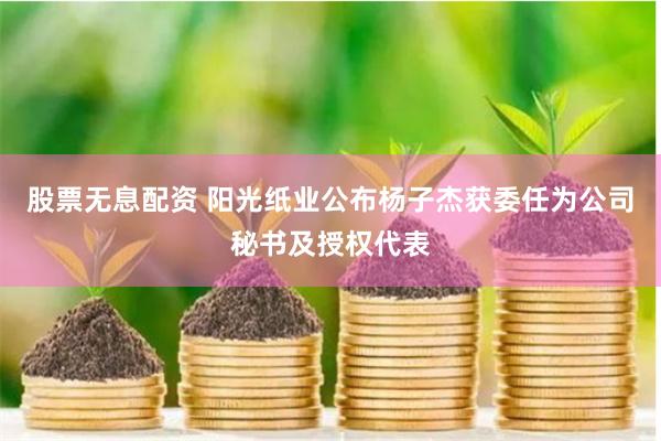 股票无息配资 阳光纸业公布杨子杰获委任为公司秘书及授权代表