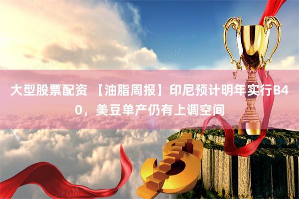 大型股票配资 【油脂周报】印尼预计明年实行B40，美豆单产仍有上调空间